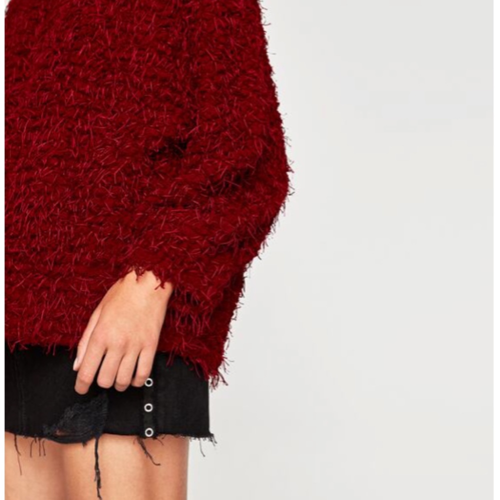 Zara Red Sweater Sweat Shirt top size M - Picture 7 of 8